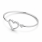Silver Heart Clasp Minimalist Bangle — Three-quarter angle view