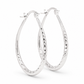 Silver Diamond-Cut Teardrop Hoop Earrings — Alternate angle view