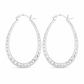 Silver Diamond-Cut Teardrop Hoop Earrings — Front view