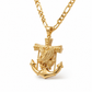 Gold Anchor Cross Eagle Pendant Necklace — Three-quarter angle view