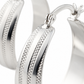Silver Wide Band Textured Hoop Earrings — Close-up detail