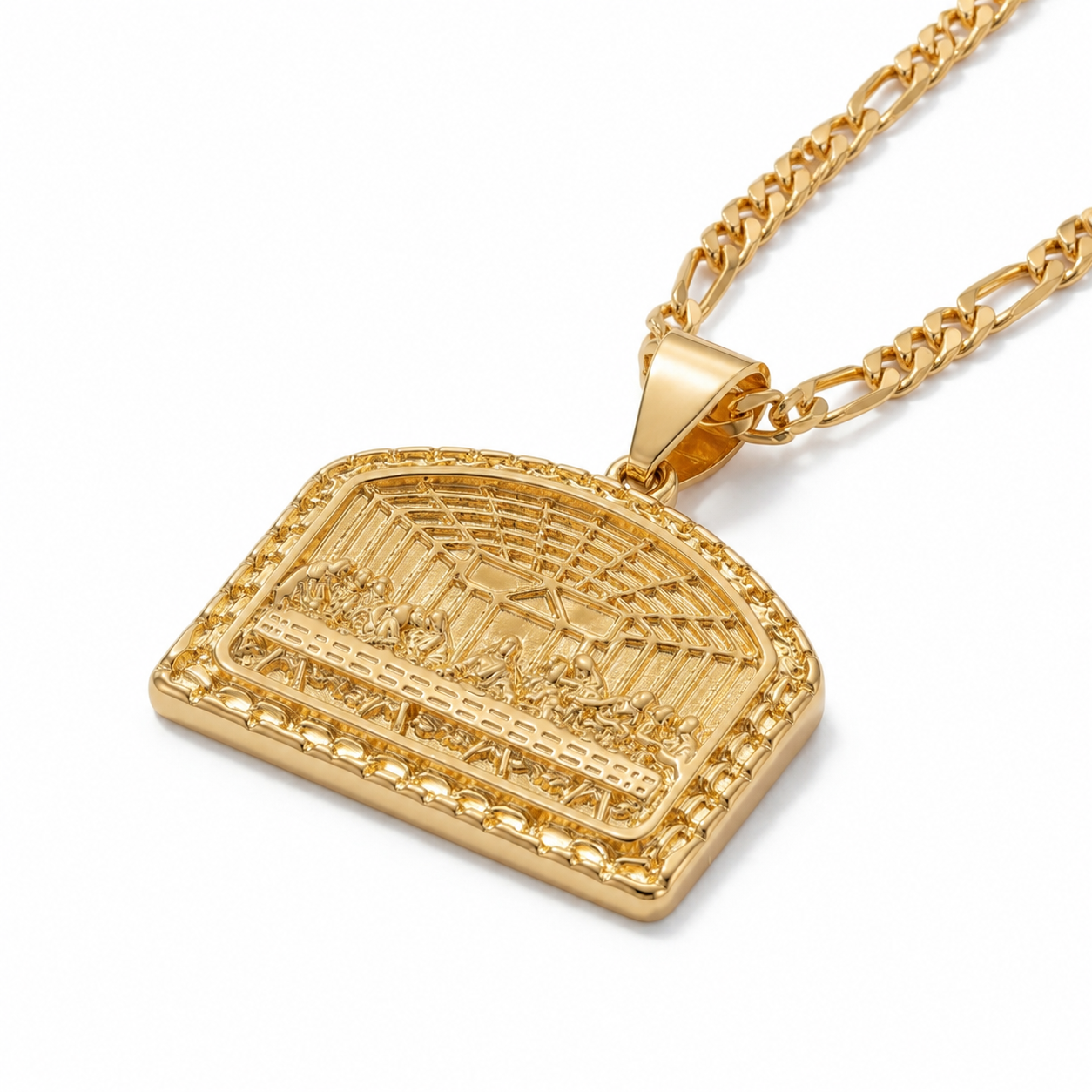 Gold Last Supper Pendant Necklace — Alternate angle view