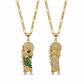 Gold San Judas Zirconia Pendant Necklace Duo — Front view