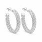 Silver Woven Rope Textured Hoop Earrings — Alternate angle view