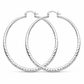 Silver Large Diamond-Cut Hoop Earrings — Front view