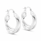 Silver Multi-Row Layered Hoop Earrings — Three-quarter angle view