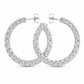 Silver Woven Rope Textured Hoop Earrings — Front view