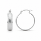 Silver Wide Band Textured Hoop Earrings — Alternate angle view