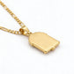San Judas Necklace Italian Design 14K Gold Plated With Figaro Chain 3, 5MM in 22Inches, No Tarnish, No Fade