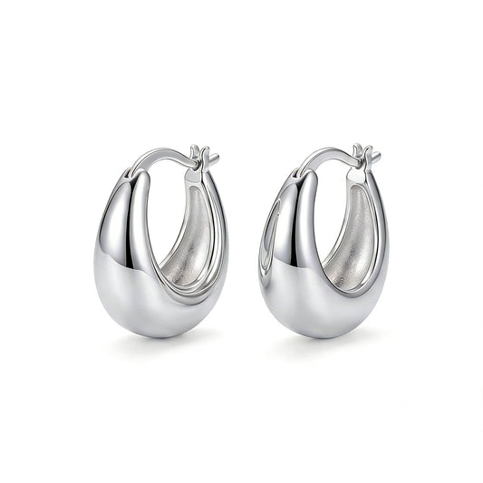 S925 Medium Size Hoops Woman Earrings