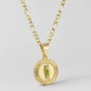 San Judas Necklace Set in 14K Gold Plated With Figaro 3, 5MM in 22 in inches No Tarnish